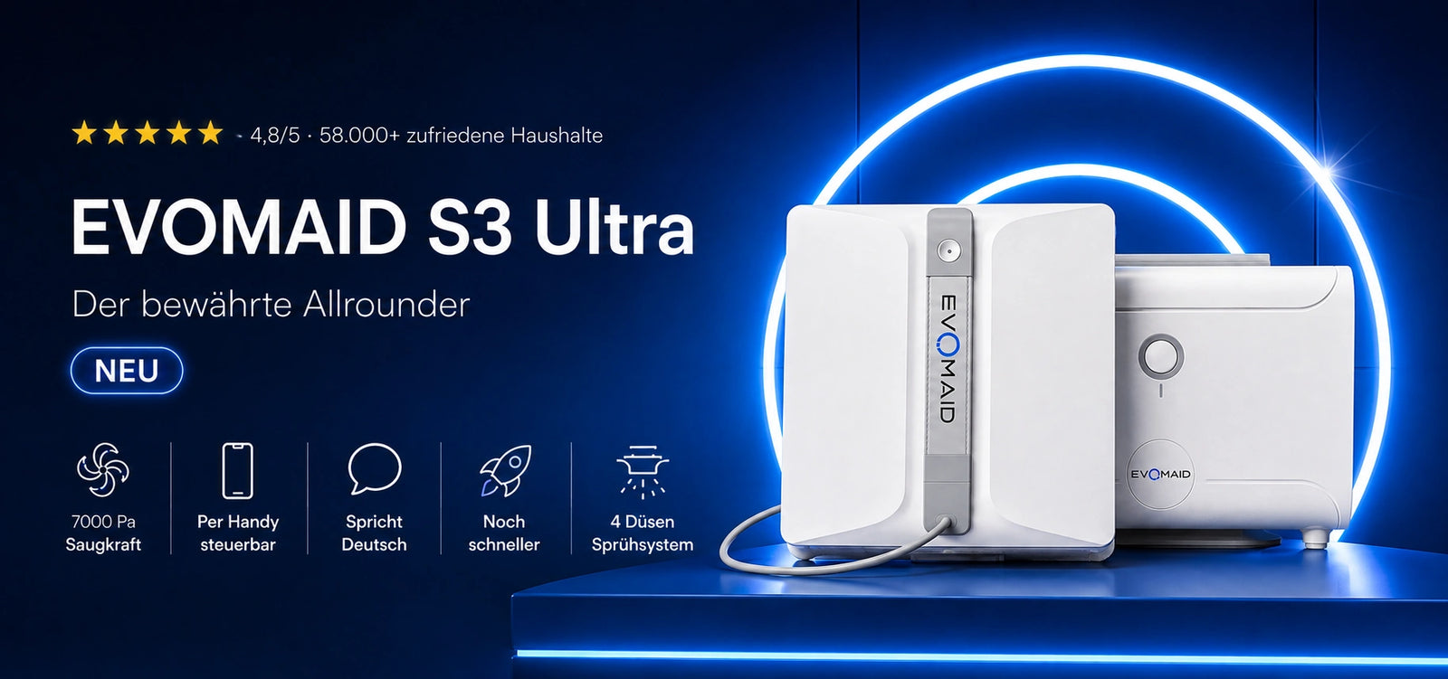 EVOMAID S3 Ultra cleaning a window